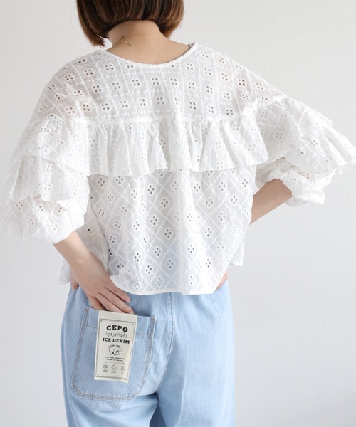 cepo（セポ）の「フリルデザインレースシャツ（シャツ/ブラウス・レディース・ブラウン/オフホワイト・M）」の12枚目の写真