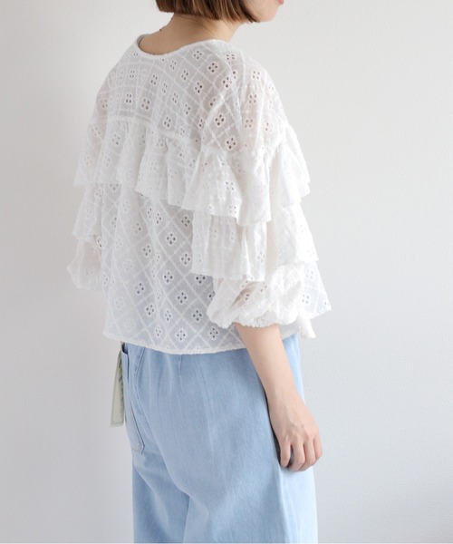 cepo（セポ）の「フリルデザインレースシャツ（シャツ/ブラウス・レディース・ブラウン/オフホワイト・M）」の13枚目の写真