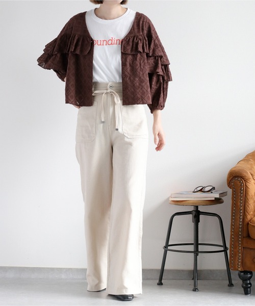 cepo（セポ）の「フリルデザインレースシャツ（シャツ/ブラウス・レディース・ブラウン/オフホワイト・M）」の20枚目の写真