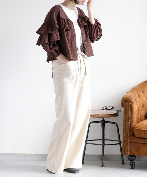 cepo（セポ）の「フリルデザインレースシャツ（シャツ/ブラウス・レディース・ブラウン/オフホワイト・M）」の21枚目の写真