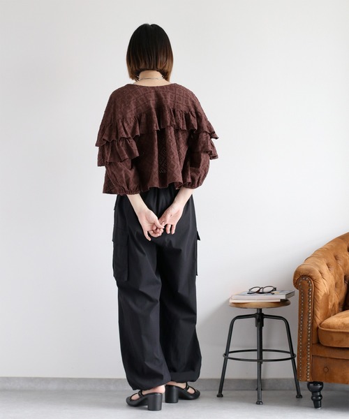 cepo（セポ）の「フリルデザインレースシャツ（シャツ/ブラウス・レディース・ブラウン/オフホワイト・M）」の17枚目の写真