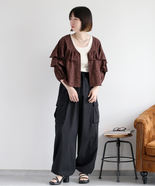 cepo（セポ）の「フリルデザインレースシャツ（シャツ/ブラウス・レディース・ブラウン/オフホワイト・M）」の19枚目の写真