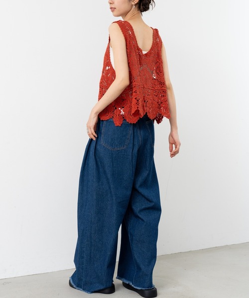 refinedworks(リファインドワークス)の「【refinedworks】サイドタックで魅せる デニムパンツ(デニムパンツ・レディース・ブラック/グレー/インディゴブルー・FREE)」の5枚目の写真