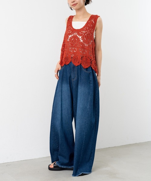 refinedworks(リファインドワークス)の「【refinedworks】サイドタックで魅せる デニムパンツ(デニムパンツ・レディース・ブラック/グレー/インディゴブルー・FREE)」の4枚目の写真