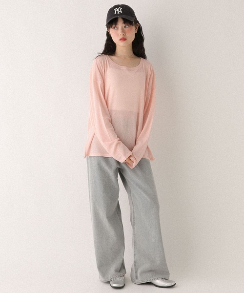 ♡ページ WEB限定 スラブシアーロンTEE 577058（Tシャツ/カットソー