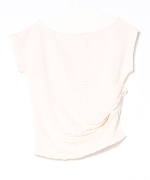 L LABEL（エルラベル）の「サイドギャザークレープトップ（Tシャツ/カットソー・レディース・ホワイト/ベージュ・FREE）」の6枚目の写真