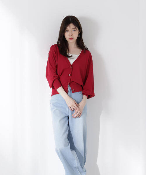 PROPORTION BODY DRESSING(プロポーションボディドレッシング)の「Vネックベーシックカーディガン / 1215274600(カーディガン/ボレロ・レディース・ブラック/ホワイト/ブラウン/レッド・FREE)」の4枚目の写真