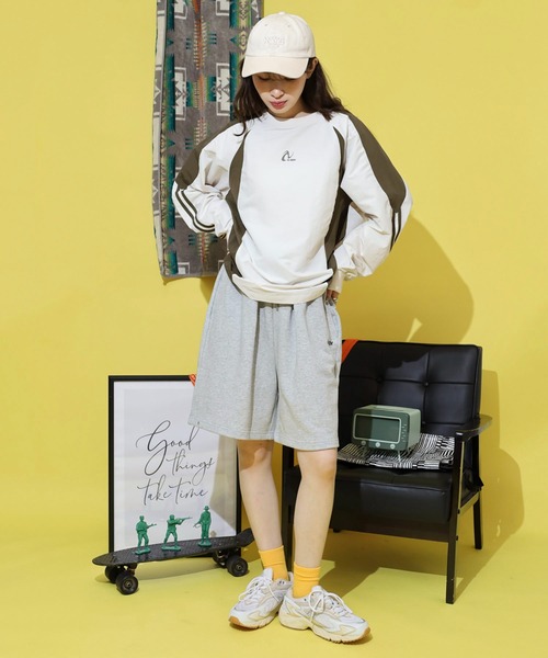 NERDY(ノルディ)の「カラーブロックウーブンウォームアップ(Tシャツ/カットソー・メンズ・ブラック/カーキ・S/M/L)」の12枚目の写真