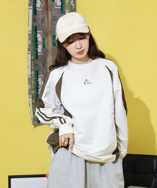 NERDY(ノルディ)の「カラーブロックウーブンウォームアップ(Tシャツ/カットソー・メンズ・ブラック/カーキ・S/M/L)」の8枚目の写真