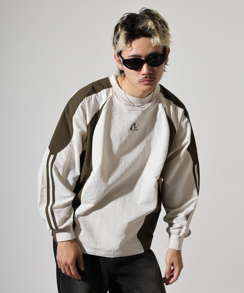 NERDY(ノルディ)の「カラーブロックウーブンウォームアップ(Tシャツ/カットソー・メンズ・ブラック/カーキ・S/M/L)」の18枚目の写真