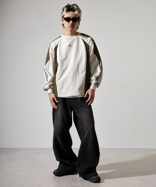 NERDY(ノルディ)の「カラーブロックウーブンウォームアップ(Tシャツ/カットソー・メンズ・ブラック/カーキ・S/M/L)」の19枚目の写真