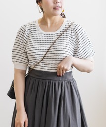 パフスリーブ」に該当するトップス（ボーダー柄）ファッション