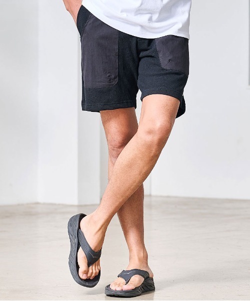 JEMORGAN(ジェーイーモーガン)の「『JEMORGAN LONG JOHNS/ジェーイーモーガンロングジョーンズ』20/2 OEヘビーウェイトカノコ布帛使いショートパンツ【+】(その他パンツ・メンズ・オートミール/ブラック/ネイビー/ホワイト・XL/L/M)」の1枚目の写真