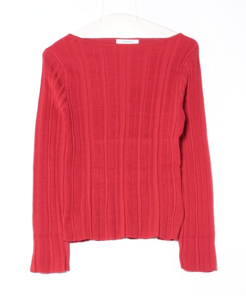 Doux archives（ドゥアルシーヴ）の「ボートネックランダムリブニット（ニット/セーター・レディース・レッド/キャメル/アイボリー/チャコールグレー・FREE）」の6枚目の写真