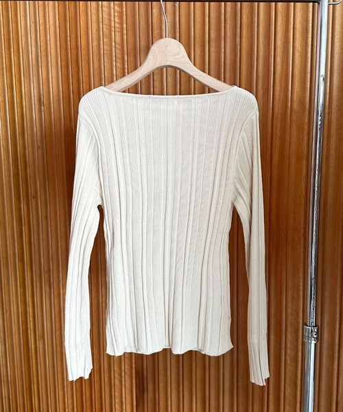 Doux archives（ドゥアルシーヴ）の「ボートネックランダムリブニット（ニット/セーター・レディース・レッド/キャメル/アイボリー/チャコールグレー・FREE）」の11枚目の写真