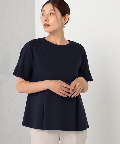 GALLORIA（ギャローリア）の「【キレメクシリーズ】接触冷感　綿100％　パネルタックプルオーバー（Tシャツ/カットソー・レディース・ネイビー/パープル/ライトグレー・LL/L/M/S）」の3枚目の写真
