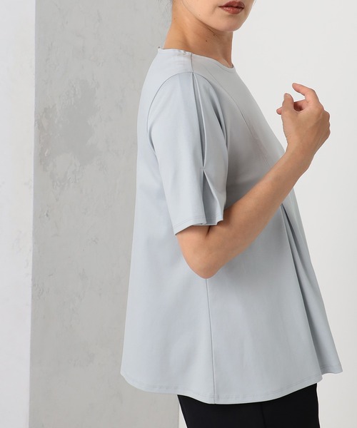 GALLORIA（ギャローリア）の「【キレメクシリーズ】接触冷感　綿100％　パネルタックプルオーバー（Tシャツ/カットソー・レディース・ネイビー/パープル/ライトグレー・LL/L/M/S）」の8枚目の写真