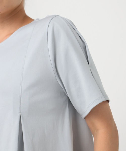 GALLORIA（ギャローリア）の「【キレメクシリーズ】接触冷感　綿100％　パネルタックプルオーバー（Tシャツ/カットソー・レディース・ネイビー/パープル/ライトグレー・LL/L/M/S）」の6枚目の写真