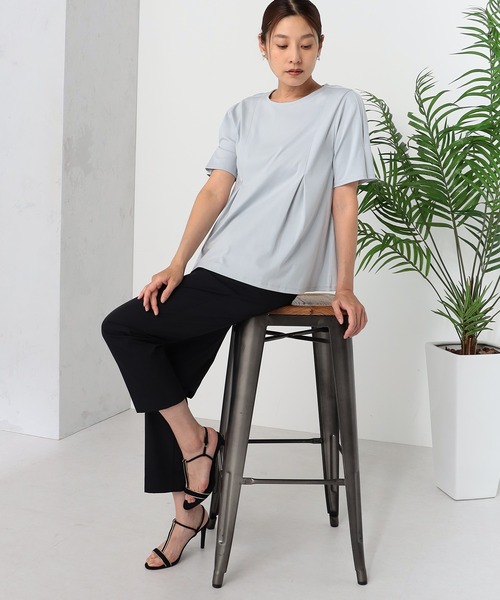 GALLORIA（ギャローリア）の「【キレメクシリーズ】接触冷感　綿100％　パネルタックプルオーバー（Tシャツ/カットソー・レディース・ネイビー/パープル/ライトグレー・LL/L/M/S）」の5枚目の写真