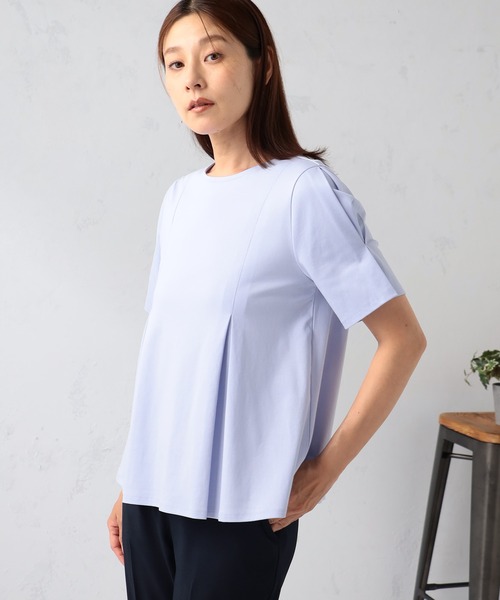 GALLORIA（ギャローリア）の「【キレメクシリーズ】接触冷感　綿100％　パネルタックプルオーバー（Tシャツ/カットソー・レディース・ネイビー/パープル/ライトグレー・LL/L/M/S）」の11枚目の写真