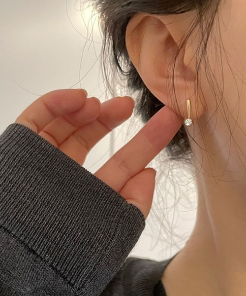 セール】YU-KA:ワンポイントジルコニアフックピアス one point