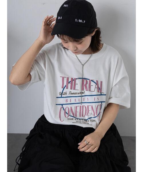 ehka sopo（エヘカソポ）の「ロゴプリントオーバーサイズTシャツ（Tシャツ/カットソー・レディース・オフホワイト/チャコールグレー/ミント/サックスブルー・F）」の2枚目の写真