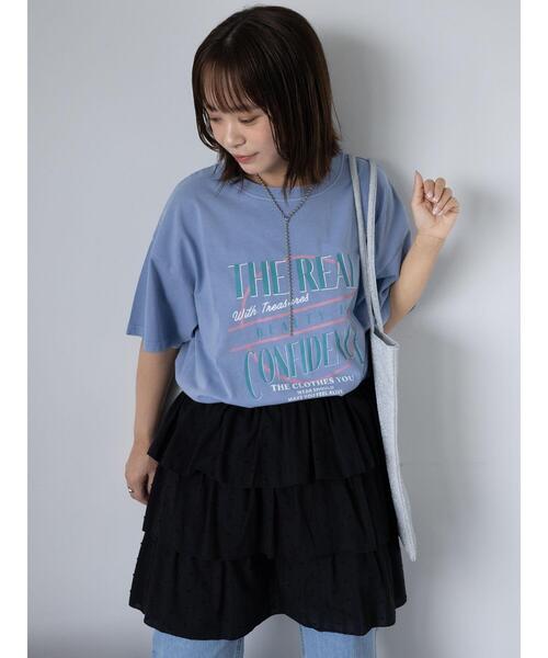 ehka sopo（エヘカソポ）の「ロゴプリントオーバーサイズTシャツ（Tシャツ/カットソー・レディース・オフホワイト/チャコールグレー/ミント/サックスブルー・F）」の7枚目の写真