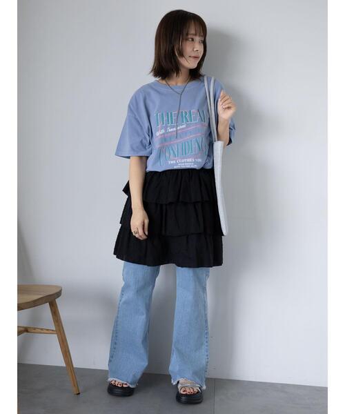 ehka sopo（エヘカソポ）の「ロゴプリントオーバーサイズTシャツ（Tシャツ/カットソー・レディース・オフホワイト/チャコールグレー/ミント/サックスブルー・F）」の11枚目の写真