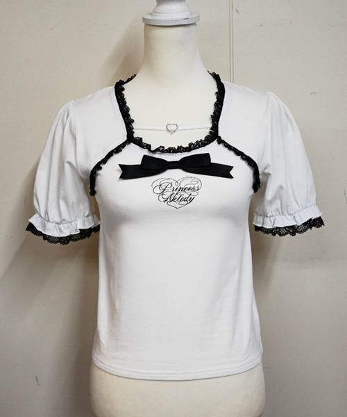 MA*RS（アメーバーマーズ）の「ハートバックルリボンテープTOPS（Tシャツ/カットソー・レディース・ブラック/ホワイト/ピンク・FREE）」の22枚目の写真