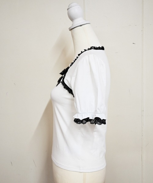 MA*RS（アメーバーマーズ）の「ハートバックルリボンテープTOPS（Tシャツ/カットソー・レディース・ブラック/ホワイト/ピンク・FREE）」の20枚目の写真