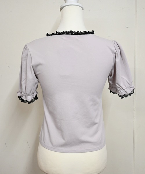 MA*RS（アメーバーマーズ）の「ハートバックルリボンテープTOPS（Tシャツ/カットソー・レディース・ブラック/ホワイト/ピンク・FREE）」の11枚目の写真