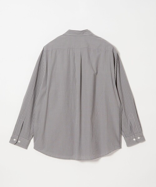 USA製 Steven Alan リバースシーム ストライプ 半袖シャツ グレー USA製 Steven Alan リバースシーム ストライプ 半袖シャツ