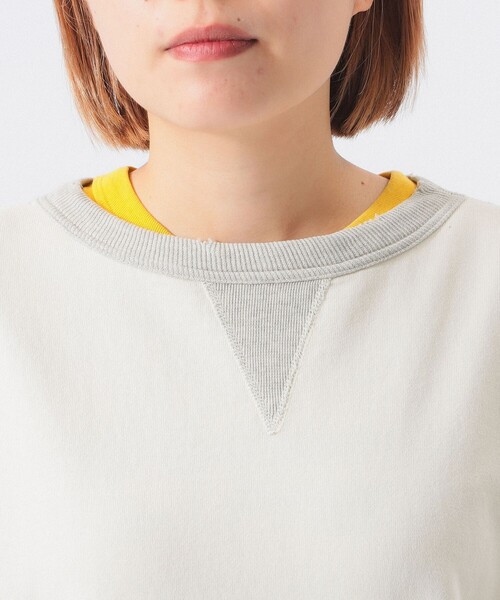 BEAMS BOY（ビームスボーイ）の「【別注】 WAREHOUSE & CO. / ステンシル13 前V スウェット（スウェット・レディース・オフホワイト/ネイビー・ONE SIZE）」の7枚目の写真
