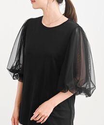 チュールレースバルーンスリーブカットT