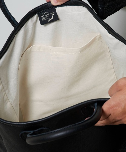 orSlow/オアスロウ LEATHER TOTE ブランドロゴ マチあり トートバッグ