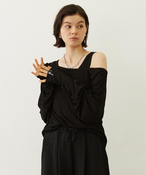 MILKFED.(ミルクフェド)の「LAYERED LOOK L/S TOP(Tシャツ/カットソー・レディース・ブラック/ライトピンク/ホワイト・ONE SIZE)」の3枚目の写真