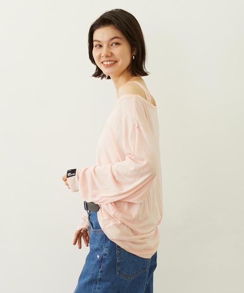 MILKFED.(ミルクフェド)の「LAYERED LOOK L/S TOP(Tシャツ/カットソー・レディース・ブラック/ライトピンク/ホワイト・ONE SIZE)」の4枚目の写真