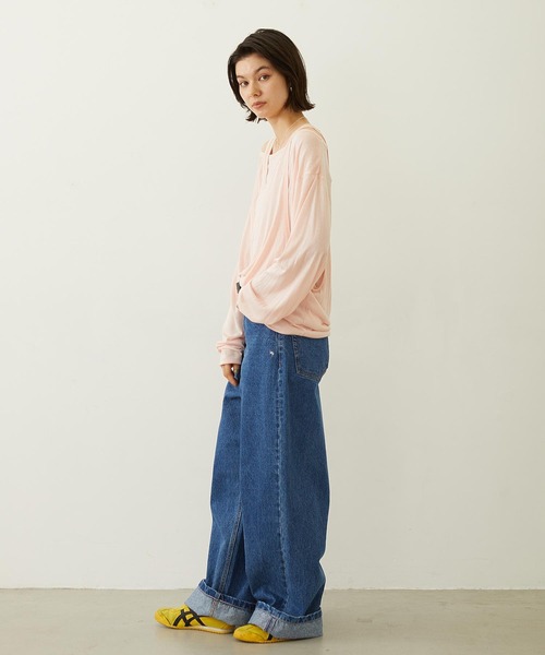 MILKFED.(ミルクフェド)の「LAYERED LOOK L/S TOP(Tシャツ/カットソー・レディース・ブラック/ライトピンク/ホワイト・ONE SIZE)」の10枚目の写真