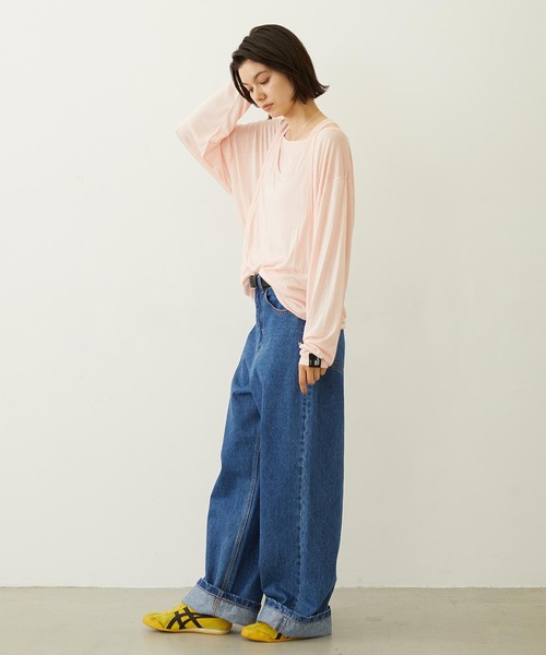 MILKFED.(ミルクフェド)の「LAYERED LOOK L/S TOP(Tシャツ/カットソー・レディース・ブラック/ライトピンク/ホワイト・ONE SIZE)」の11枚目の写真