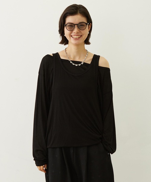 MILKFED.(ミルクフェド)の「LAYERED LOOK L/S TOP(Tシャツ/カットソー・レディース・ブラック/ライトピンク/ホワイト・ONE SIZE)」の17枚目の写真