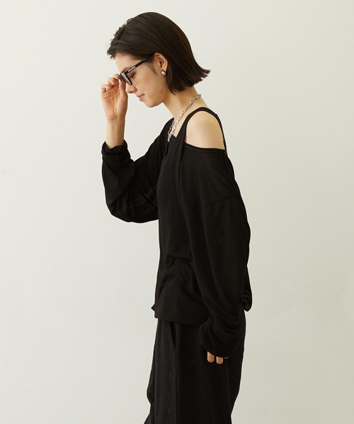 MILKFED.(ミルクフェド)の「LAYERED LOOK L/S TOP(Tシャツ/カットソー・レディース・ブラック/ライトピンク/ホワイト・ONE SIZE)」の18枚目の写真