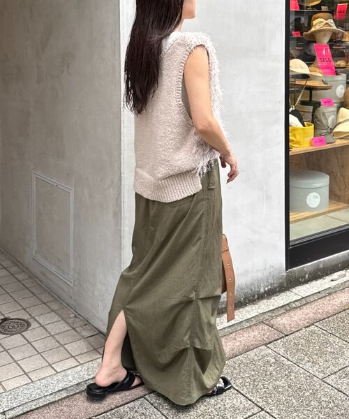 CIAOPANIC TYPY（チャオパニックティピー）の「光沢ナイロンリメイク風ミリタリースカート（スカート・レディース・ブラック/カーキ/ブラウン・LARGE/MEDIUM/SMALL）」の9枚目の写真