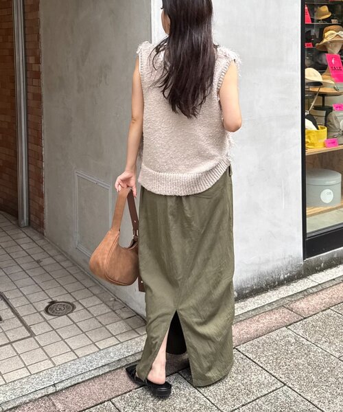 CIAOPANIC TYPY（チャオパニックティピー）の「光沢ナイロンリメイク風ミリタリースカート（スカート・レディース・ブラック/カーキ/ブラウン・LARGE/MEDIUM/SMALL）」の10枚目の写真