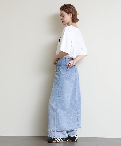 AULA AILA(アウラアイラ)の「レイヤードペイントデニム(デニムパンツ・レディース・ブルー・FREE)」の3枚目の写真