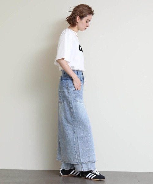 AULA AILA(アウラアイラ)の「レイヤードペイントデニム(デニムパンツ・レディース・ブルー・FREE)」の5枚目の写真