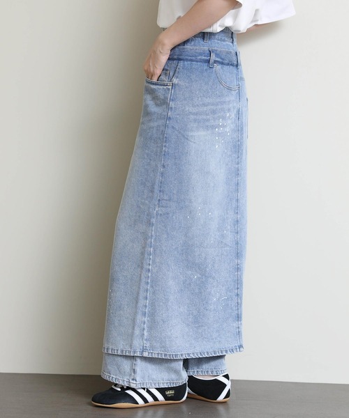 AULA AILA(アウラアイラ)の「レイヤードペイントデニム(デニムパンツ・レディース・ブルー・FREE)」の8枚目の写真