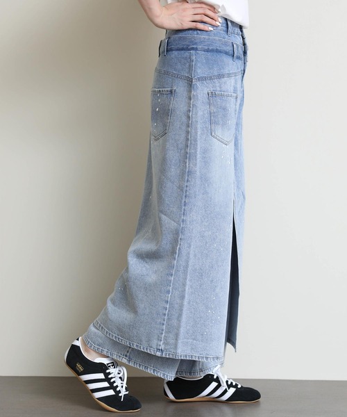 AULA AILA(アウラアイラ)の「レイヤードペイントデニム(デニムパンツ・レディース・ブルー・FREE)」の10枚目の写真