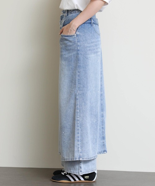 AULA AILA(アウラアイラ)の「レイヤードペイントデニム(デニムパンツ・レディース・ブルー・FREE)」の12枚目の写真