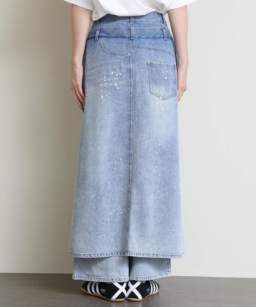 AULA AILA(アウラアイラ)の「レイヤードペイントデニム(デニムパンツ・レディース・ブルー・FREE)」の13枚目の写真