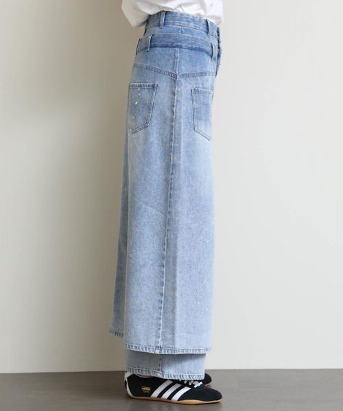 AULA AILA(アウラアイラ)の「レイヤードペイントデニム(デニムパンツ・レディース・ブルー・FREE)」の14枚目の写真